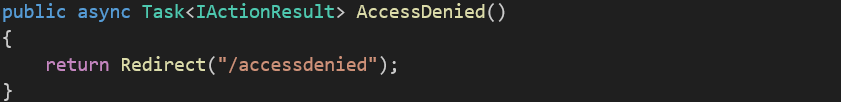 Code redirect access denied page